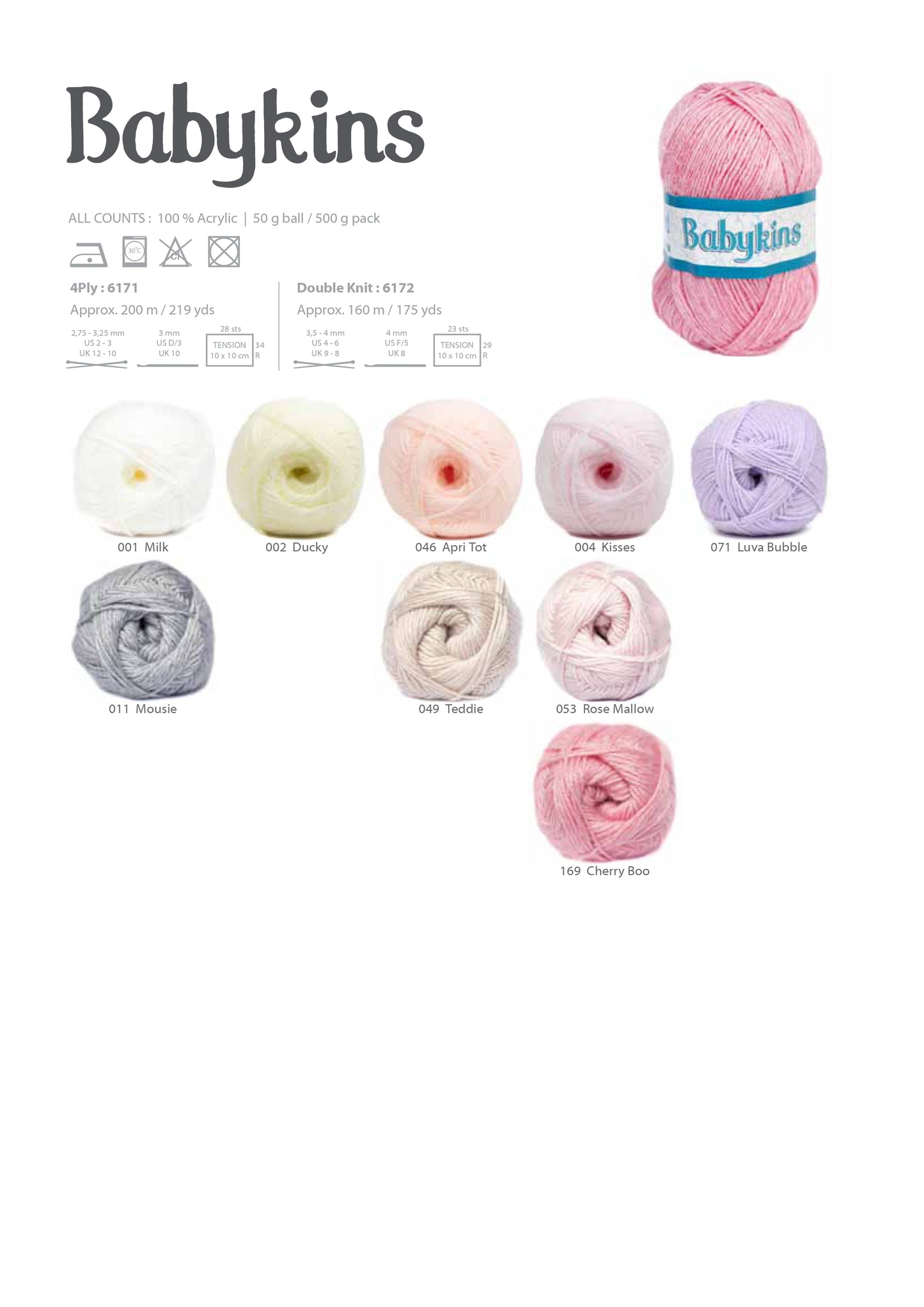 Baby Wool - Babykins 4Ply (50g)