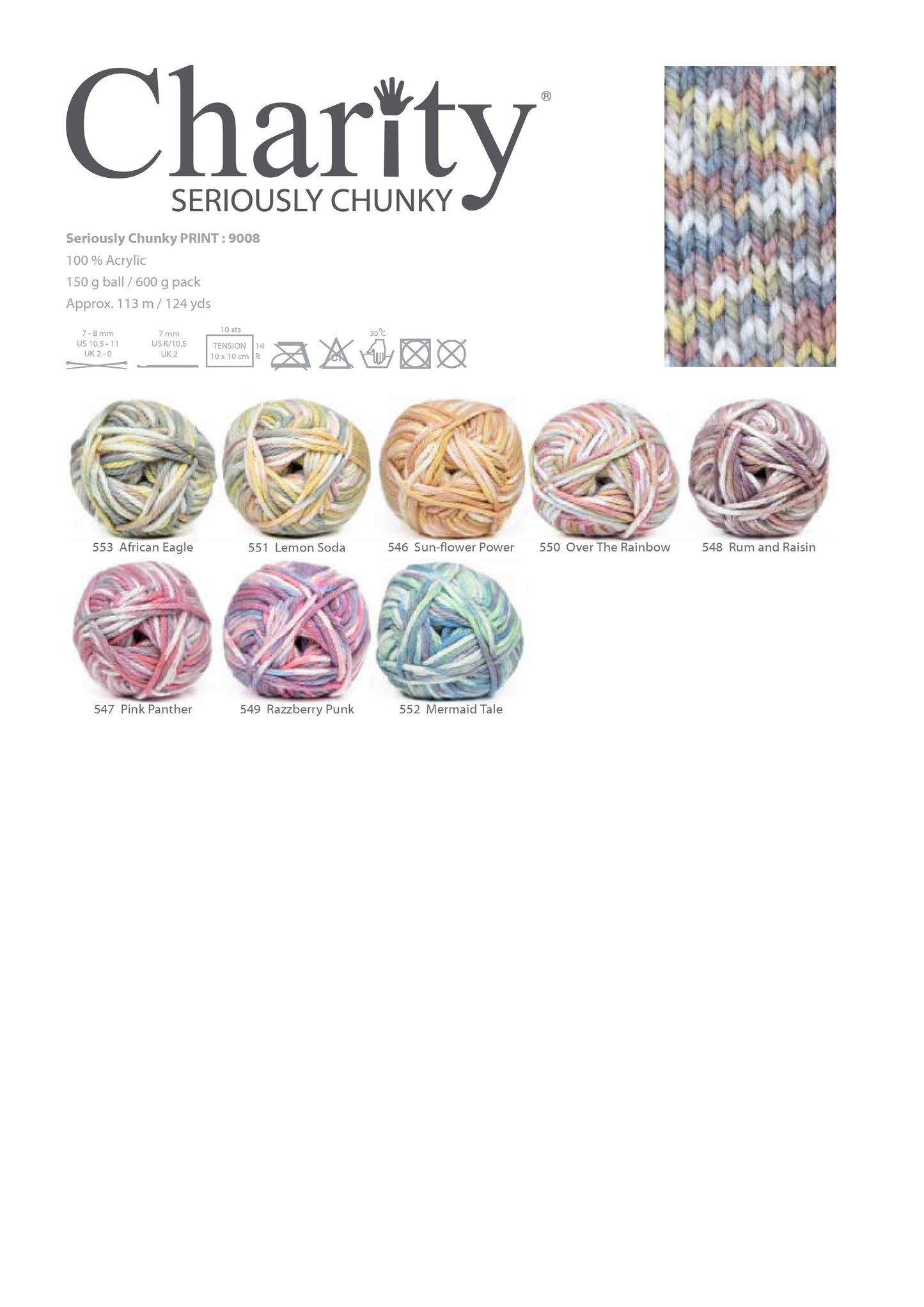 Charity Seriously Chunky Plain and Print (150g)