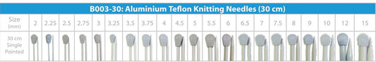 Aluminium Teflon Knitting Needles 30cm