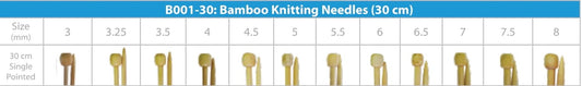 Bamboo Knitting Needles 30cm