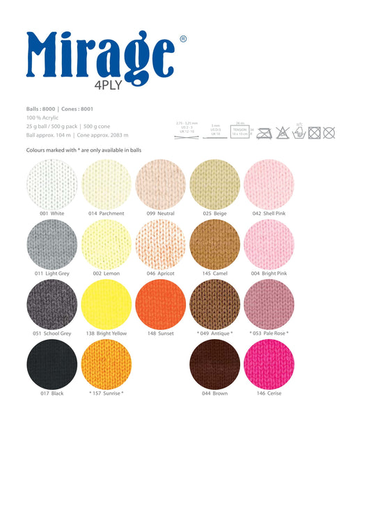 Mirage 4ply Cones (500g)