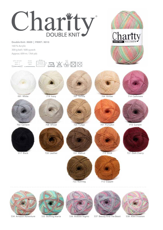 Charity Double Knit Plain and Print (300g)