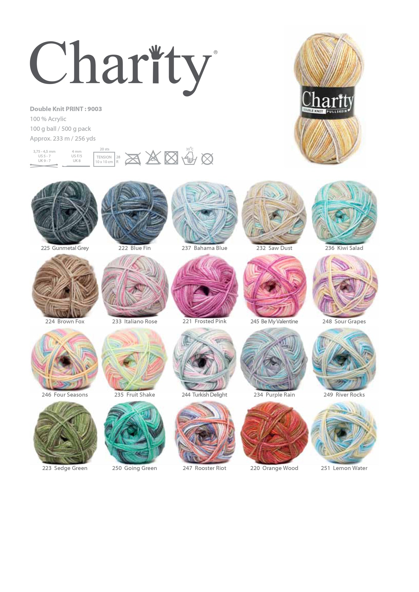 Charity Double Knit Print (100g)