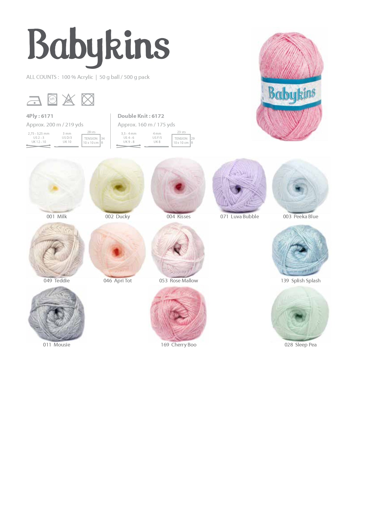 Baby Wool - Babykins 4Ply (50g)