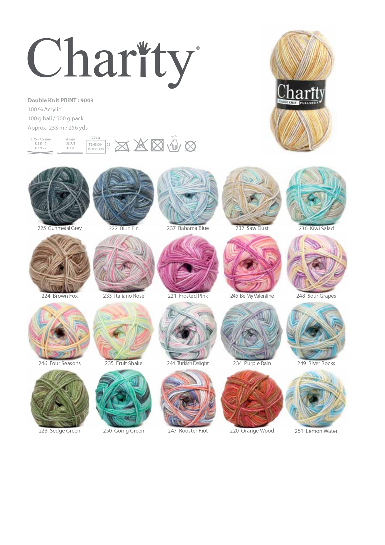 Charity Double Knit Print (100g)