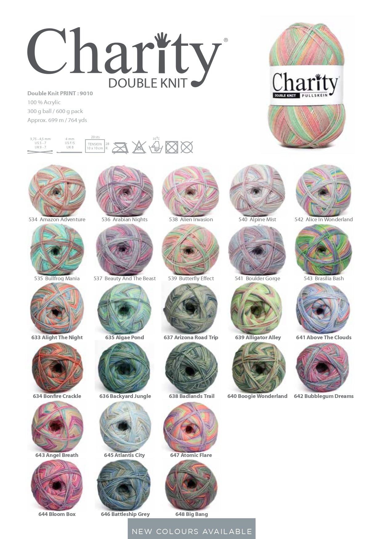 Charity Double Knit  Print (300g)