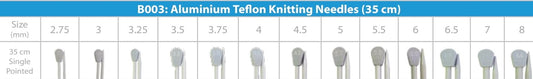 Aluminium Teflon Knitting Needles 35cm