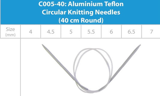 Aluminium Teflon Circular Needles (40cm)