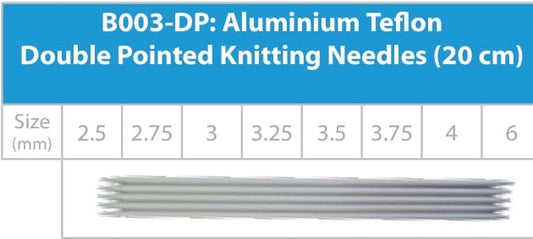 Aluminium Teflon Double Pointed Needles (20cm)