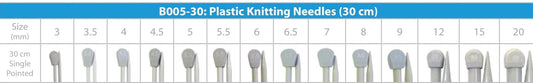 Plastic Knitting Needles 30cm